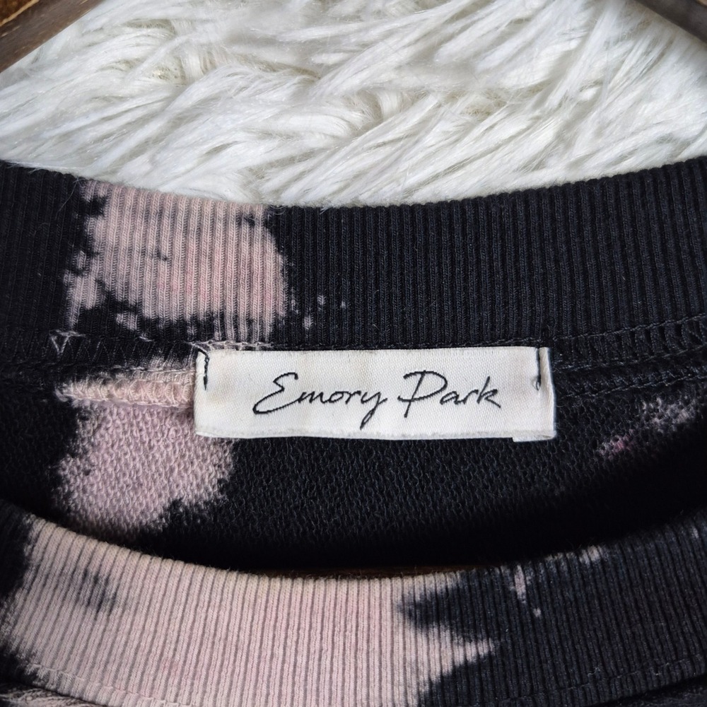 Emory Park Womens Tie Dye Cropped Sweatshirt Black Pink Medium‎ - Picture 5 of 9